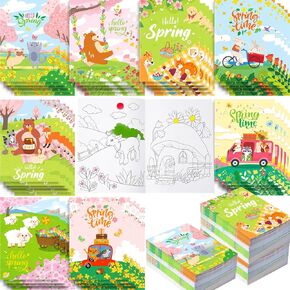 120 Pcs Spring Coloring Books Bulk Spring Activities Spring Activity Book Bulk Spring Party Favors Kids Coloring Books Bulk Spring Mini Coloring Books for Kids Classroom Activity Supplies