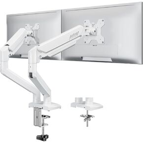 Dual Monitor Stand fits up to 32 inch, 4.4-19.8 lbs Computer Screens, Dual Monitor Desk Mount Height Adjustable, Monitor Arms for 2 Monitors, Home Office VESA Mounts with Gas Spring, Freelift Black