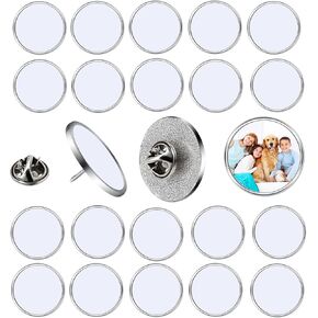 Sublimation Blank Pins DIY Button Badge, Sublimation Silver Blank Base Pins Aluminum Sheet with Butterfly Pin Backs for DIY Craft Jewelry Making Lapel Supplies (Round,Silver,30pcs)