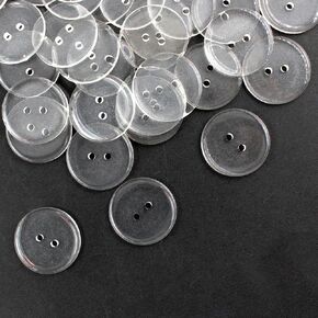 pson 200PCS 2 Holes Resin Transparent Button, 1Inch/25mm Clear Round Sewing Flat Back Button for Scrapbook DIY Handmade Decorations