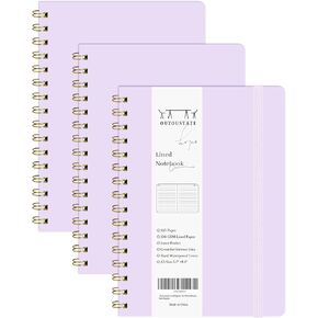 Lined Spiral Notebook 3Pcs A5 Hardcover Journal 160 Pages-5.67" x 8.4"Spiral Bound Notebook with Date,Pocket,Elastic Band for Work,School,Gifts.