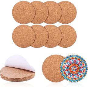 8 حزمة Cork Coasters لدعم فن الماس ، 3.7 بوصة لوحة الفلين ذاتيا للفنون الفنية ، حصيرة الفلين الفارغة لإكسسوارات داي البالغة