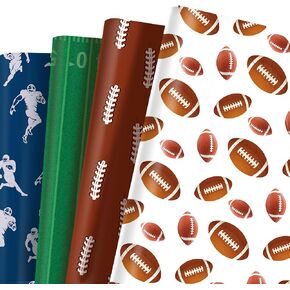 JOINFANXIN 12 Sheets Rugby Balls Wrapping Paper Packing Paper for Gift Bags Crafts for Birthdays, Festivals, Weddings, Baby Shower Wrapping