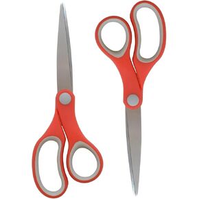 Westcott 55846 7-Inch School Scissors, All-Purpose Heavy-Duty Scissors for Crafting, School and Work, Red/Gray, 2 Pack