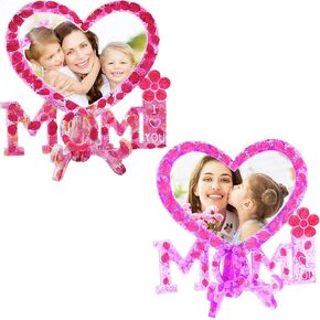 Juome Mothers Day Picture Frame Resin Molds Silicone, Resin Photo Frames Molds for Epoxy Resin, Heart Shape Mom Epoxy Casting Mold for DIY Crafts Home Table Decor Mothers Day Gifts