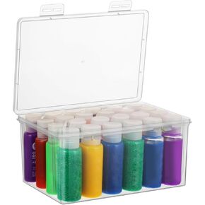 Rainmae Paint Storage Box for Apple Barrel Acrylic Paint, Craft Paint Storage Organizer Contanier, Plastic Empty Crafts Paint Storage Case with Lid Holds 24 Paint Bottles for 2 fl. oz Acrylic Paints