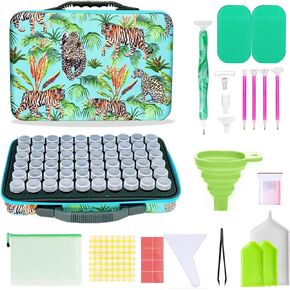 حاويات تخزين اللوحة الماس 60 فتحات الاكسنة والأدوات DIY Art Craft Jewelry Beads Rhinestons Organizer Box (Tiger ، 60 Slots)