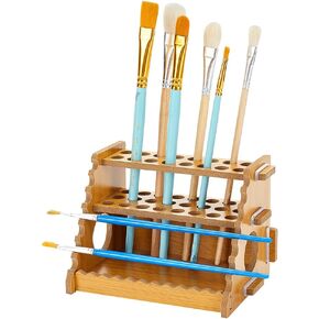 AHANDMAKER Paint Brush Holder Calligraphy Brush Holder for 40 Brushes Desk Stand Paint Brush Holder Drying Stand Paintbrushes, Makeup Cosmetic Brushes, Pencils, Pens