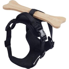 MFC® Harness + Wooden Bone (Fixed) for Small Dogs or Puppies | Prevents your Pet from Escaping through The openings in The Fence | Fence Blockers for Dogs| Puppy Bumpers. (Medium), Black