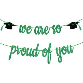 Gexolenu Red We are So Proud of You, Class of 2025 Graduation Theme Party Decoration Banner, Congrats Grad Banner, Black Glitter Graduation Banner, 2025 Black Congratulations Grad Party Decorations