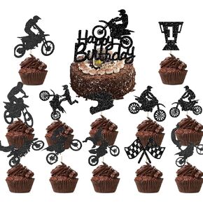 25 PCS Dirt Bike Cake Toppers Motocross Cake Decor Dirt Bike Birthday Decoration Motocross Party Supplies Motocross Themed Birthday Party Decor
