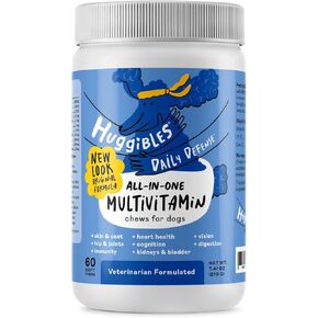 All-in-1 Dog Multivitamins and Supplement | Fish Oil, Iron, Calcium, Vitamin E, C & B12 | Joint, Immune, & Vision Support | All Natural Chewable Dog Multivitamin, Multivitamin for Dogs – Huggibles