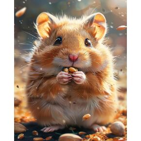 ZUVRDIAI Hamster Paint by Number for Adults Beginners, DIY Acrylic Watercolor Painting Kits on Canvas, Paint by Number Oil Painting Crafts Perfect for Home Wall Decor 16X20 Inch