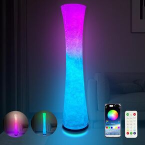 Floor Lamp, Floor Lamps for Living Room, Floor lamp for Bedroom, Standing lamp, RGB Color Changing, Music Sync, APP Remote Control, 52'' Standing Lamp for Living Room,See Installation Video here