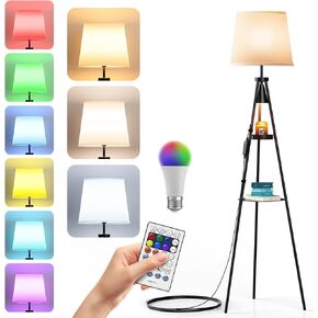 Tripod Floor Lamp, Moden Stand up Lamp, Dimmable Standing Tall Lamp for Living Room Bedroom, WiFi Smart RGB Light Compatible with Alexa/Google Assistant, Remote and App Control
