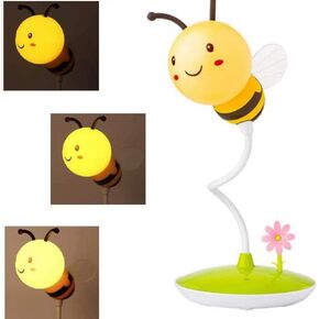 AVEKI Cute Bumblebee LED Desk Lamp Touch Control Dimming 3 Brightness and 360°Flexible Gooseneck Eye-Care USB Rechargeable Lamp for Teens