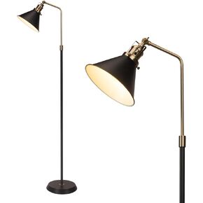 Industrial Floor lamp Adjustable,360 Degree Rotation, Minimalist Reading Light, Black Finish, Modern Vertical Light with Metal lamp Shade, Suitable for Living Room Bedroom Study Office
