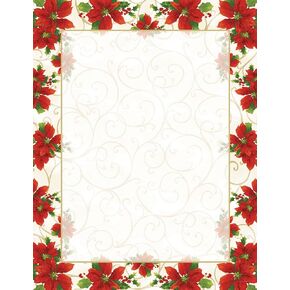 Great Papers! Poinsettia Swirl Letterhead, 80 count, 11" x 8.5" (2014076)