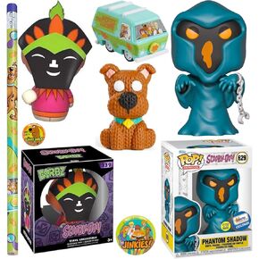 Adventure Scoob Pop! Figure Exclusive Phantom Glow Shadow Monster Bundled with Spooky Witch Doctor + Scooby-Doo Cartoon Canine Micro + Mini Mystery Machine Zoinks! 4 Items