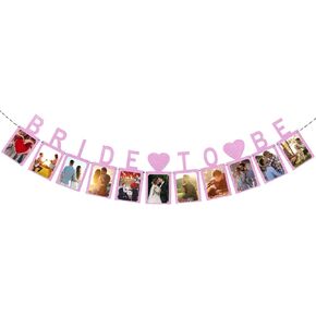 Bride to Be Photo Banner, Bridal Shower Decorations with Rope and Plastic Pin, Party Decorations for Bridal Shower, Wedding, Engagement, Bachelorette Party (Kraft Paper)