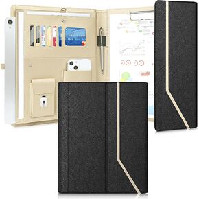 During Portfolio Binder Padfolio Folder,Cross Grain Faux Leather Business Padfolio for Women A4 / Letter Size Portfolio Organizer Case for Conference Meeting Interview