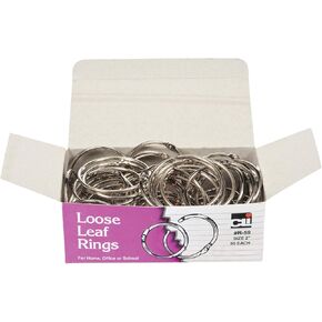 Charles Leonard Loose Leaf Rings with Snap Closure, Nickel Plated, 2 Inch Diameter, Silver, 50/Box (R-59)