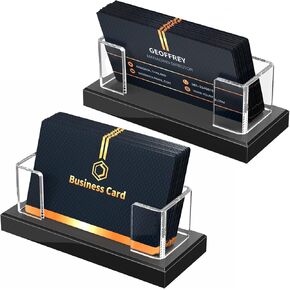 حامل بطاقة عمل Niubee Acrylic: بطاقات أعمال بلاستيكية شريحة ، عرض للمكتب - منظم بطاقات الهدايا لمكتب 2 قطعة