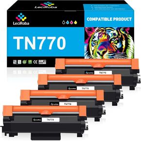 LeciRoba TN770 Super High Yield Black Toner Replacement for Brother TN 770 TN-770 for Brother HL-L2370DW HL-L2370DWXL HL-L2370DWXLL MFC-L2750DW MFC-L2750DWXL MFC-L2750DWXL Printer (4 Pack)