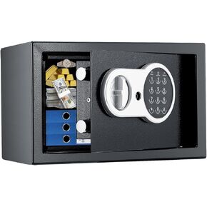Home Safe Box, Steel Security Safe and Lock Box with Electronic Keypad for Normal Use, Black (0.77 Cubic Feet)