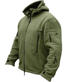 Mens Tactical Jacket Hoodie Winter Warm Military Sport Long Sleeve Fleece Coats Green L