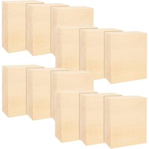 RHBLME 12 PCS Basswood Carving Blocks, 4" x 4" x 1" Unfinished Wood Blocks for Carving, Wooden Cubes Soft Solid Wooden for Beginners or Expert Carvers and Whittling