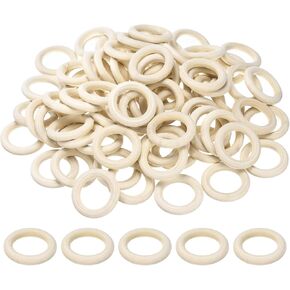UXCELL 100 PCS 30mm /1.2in inch حلقة خشبية طبيعية ، دائرة حلقات خشبية صغيرة ، موصلات قلادة خشبية صلبة غير مكتملة لحرف DIY ، Macrame ، قلادة خاتمة وصنع المجوهرات