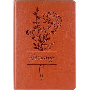 Birth Month Flower Leather Journal Notebook Birthday Gift Notebook Month Floral Writing Diary Flower Lover Gift (Rose-June)