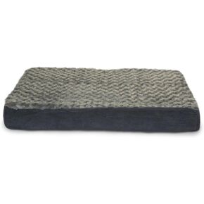 Furhaven Cooling Gel Dog Bed for Large/Medium Dogs w/ Removable Washable Cover, For Dogs Up to 55 lbs - Ultra Plush Faux Fur & Suede Mattress - Gray, Large