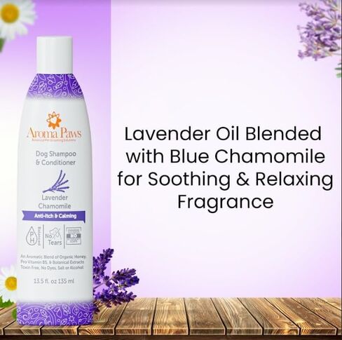 Dog Shampoo and Conditioner - Aromatic Tearless Shampoo for Cleansing, Grooming, and Conditioning - Moisturizing Shampoo for Dogs and Puppies - Lavender Chamomile 13.5 oz in Saudi Arabia