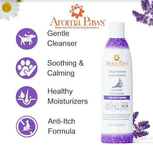 Dog Shampoo and Conditioner - Aromatic Tearless Shampoo for Cleansing, Grooming, and Conditioning - Moisturizing Shampoo for Dogs and Puppies - Lavender Chamomile 13.5 oz in Saudi Arabia