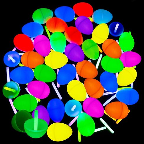 MGparty 72 Easter Glow Eggs with 108 Mini Glow Sticks for Kids Glow-in-The-Dark Easter Egg Hunt, Easter Basket Stuffers Fillers, Party Favors, Classroom Prizes, and Game Supplies in Kuwait