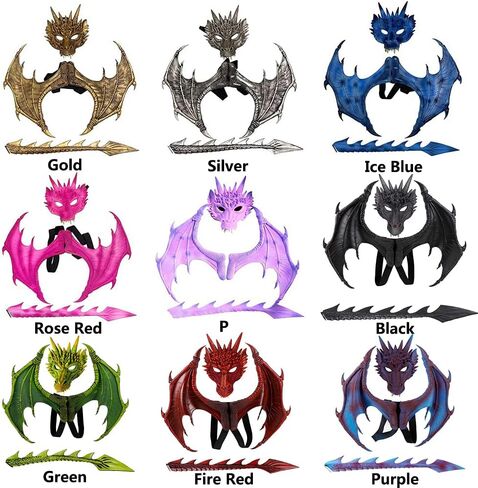 أزياء Dragon Cosplay ، جناح الدعائم وذيل الأطفال في عيد الهالوين. in Saudi Arabia