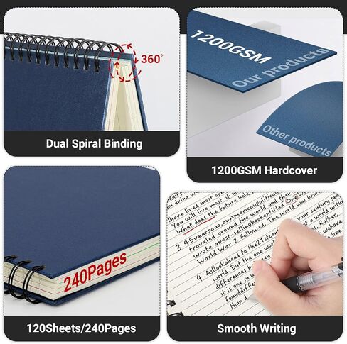 EUSOAR Spiral Lined Notebook, B5 3packs 7.3"x10.2" 120 Pages Black Hardcover Ruled Travel Writing Notebooks Journal, Memo Notepad Sketchbook, Students College Office Business Subject Diary Book in Saudi Arabia