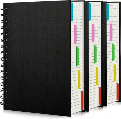 EUSOAR Spiral Lined Notebook, B5 3packs 7.3"x10.2" 120 Pages Black Hardcover Ruled Travel Writing Notebooks Journal, Memo Notepad Sketchbook, Students College Office Business Subject Diary Book in Saudi Arabia