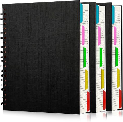 EUSOAR Spiral Lined Notebook, B5 3packs 7.3"x10.2" 120 Pages Black Hardcover Ruled Travel Writing Notebooks Journal, Memo Notepad Sketchbook, Students College Office Business Subject Diary Book in Kuwait