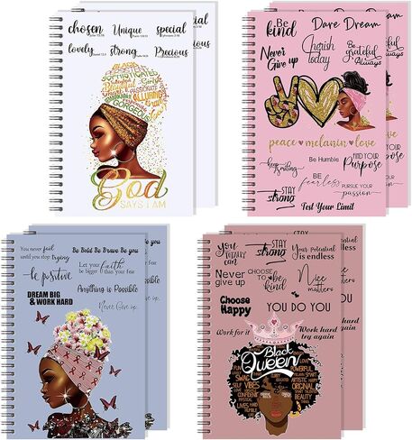 Kosiz Black Women Notebooks Inspirations African African American Journal Line Notepads Gifts Povorations for Black Women Girls Teachers (4 VIES) in Kuwait
