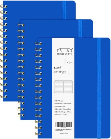 دفتر الملاحظات الحلزوني المبطن 3PCS A5 Hardcover Journal 160-5.67 "× 8.4" دفتر ملاحظات دوامة مع التاريخ ، الجيب ، الفرقة المرنة للعمل ، المدرسة ، الهدايا. in Kuwait