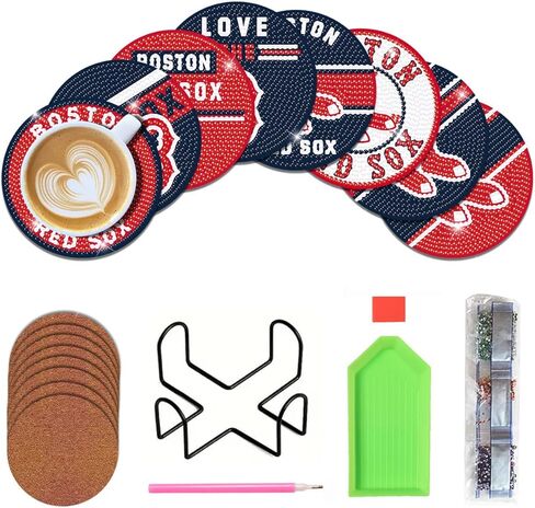 8 Pcs Baseball Diamond Art Coasters Kits with Holder, Diamond Painting Coaster Kits DIY Crafts for Adults Diamond Art Painting Kits Supplies for Los Angeles Gift in Saudi Arabia