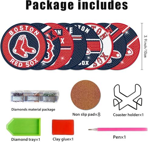 8 Pcs Baseball Diamond Art Coasters Kits with Holder, Diamond Painting Coaster Kits DIY Crafts for Adults Diamond Art Painting Kits Supplies for Los Angeles Gift in Saudi Arabia