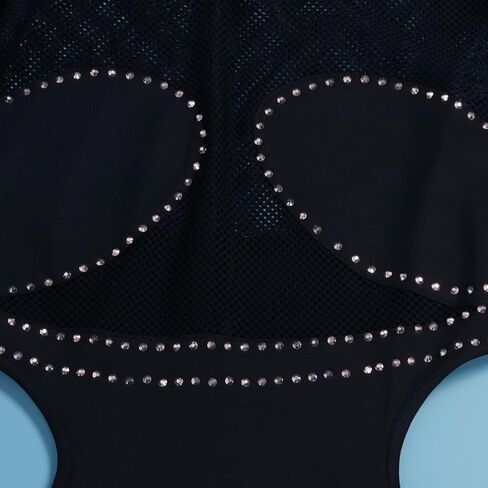 ThusFar Women Sexy See Through Sequins Jumpsuit Long Sleeve Mock Neck Mesh Sheer Cut Out Bodycon Romper Clubwear Outfit in Saudi Arabia