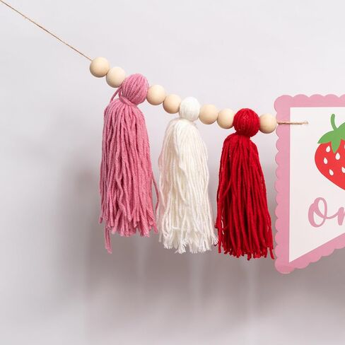 Strawberry High Chair Banner - Berry First Birthday Decor, Pink Tassels Birthday Banner for 1st Birthday Party, Anniversary, Baby Shower, Photo Booth Props... in Kuwait