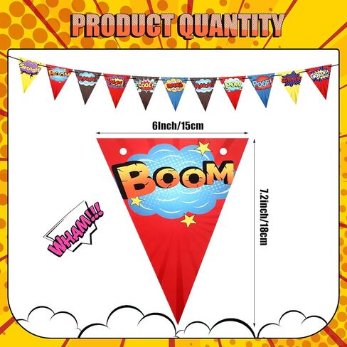 4 Pcs Hero Birthday Party Banner Decorations Hero Paper Pennant Banner Garland Decor for Kids Boys Birthday Party Supplies Baby Shower Wall Decoration in Kuwait