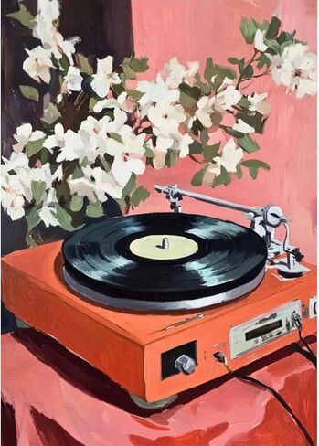 Paint by Numbers Kit for Adults,Retro Records Painting by Numbers,DIY Acrylic Paint Kit Arts and Crafts for Adults Without Frame,Easy Adult Paint by Number Kits on Canvas for Decor 16x20inch in Kuwait