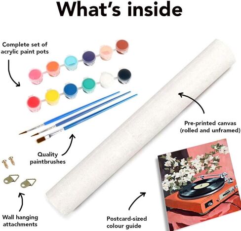 Paint by Numbers Kit for Adults,Retro Records Painting by Numbers,DIY Acrylic Paint Kit Arts and Crafts for Adults Without Frame,Easy Adult Paint by Number Kits on Canvas for Decor 16x20inch in Kuwait